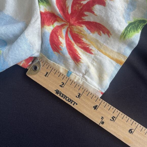 C&C‎ California Womens Shorts Size 14 Tropical Palm Leaf 100% Linen Pull-On - Picture 10 of 10